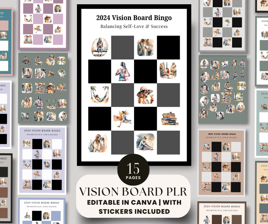 2024 Vision Board Bingo with Private Label Rights